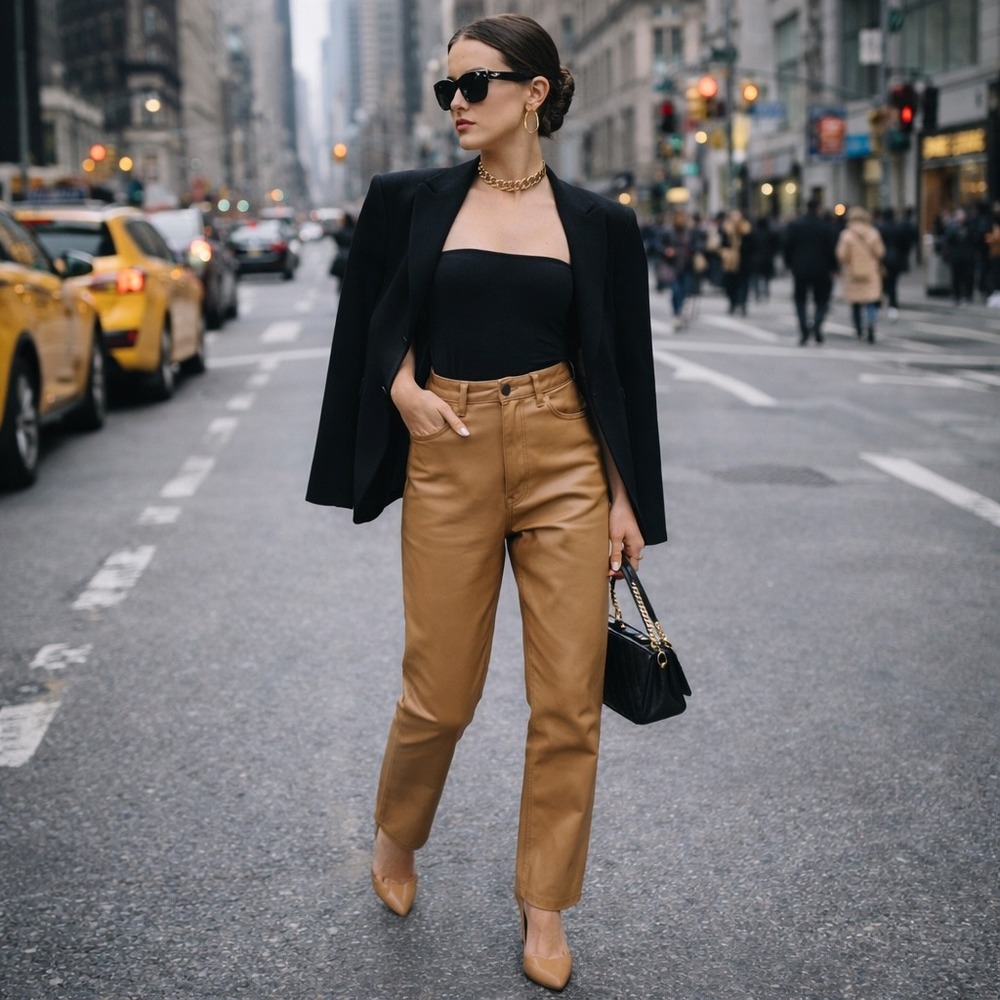 Abercrombie & Fitch 90s Straight Ultra High Rise Faux Leather Pants Size 27 4